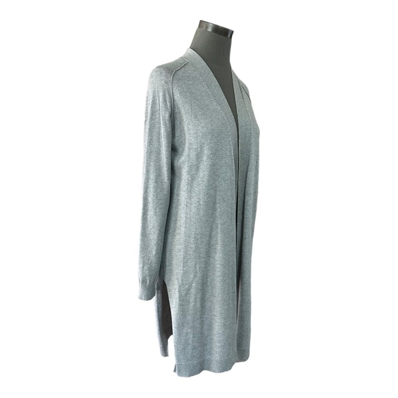 Women Open Front Cardigan 89th & Madison Long Sleeve Duster Grey Knitted Jacket - Picture 2 of 5